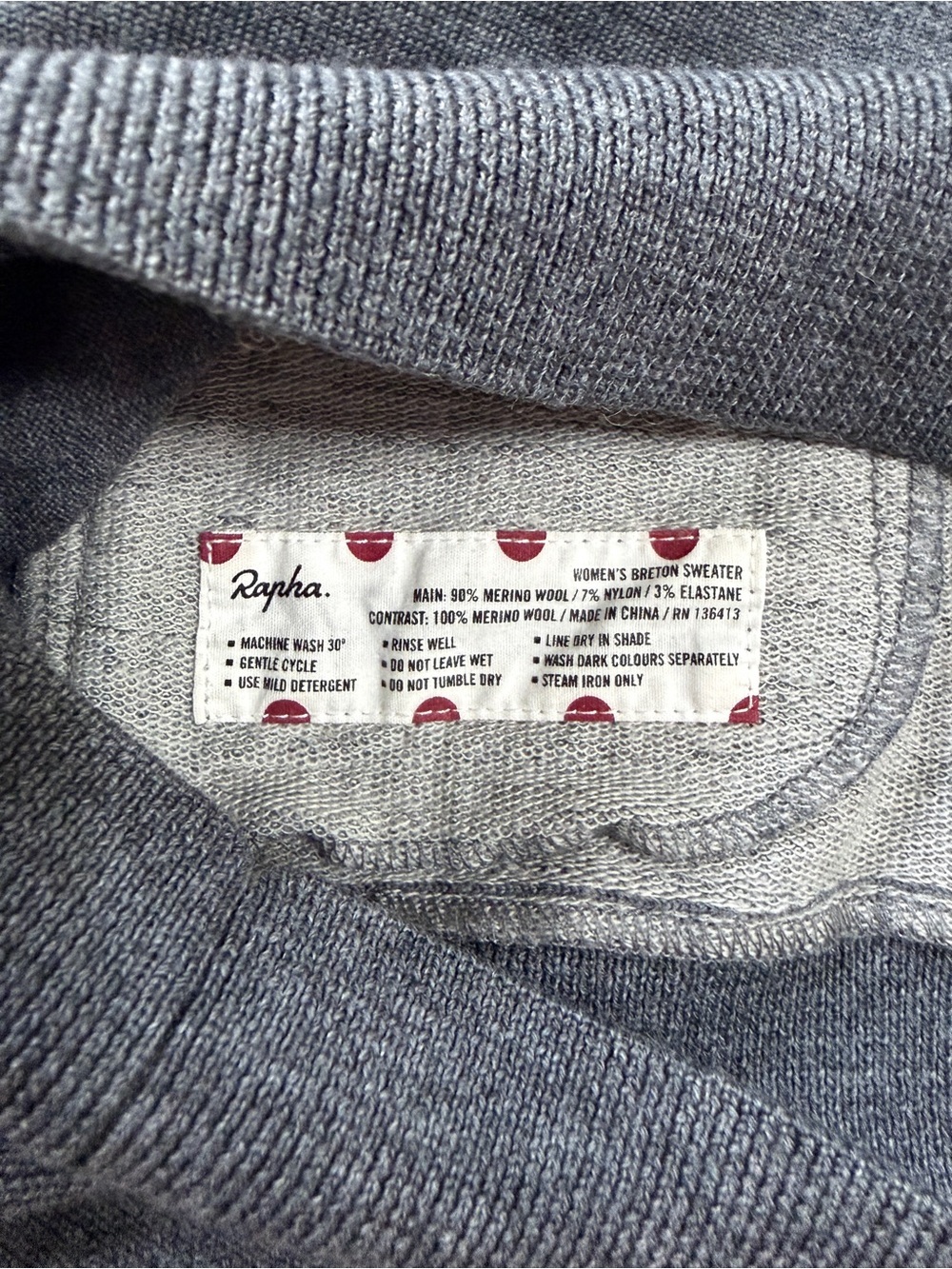 Rapha Women’s Breton Merino Wool Sweater Gray Black Medium - Picture 3 of 10